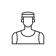 Sporty man diversity people icon with black outline style. man, male, sporty, sport, person, people, lifestyle. Vector Illustration