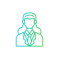 Businesswoman diversity people icon with blue and green gradient outline style. woman, businesswoman, business, office, happy, female, adult. Vector Illustration