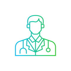 Doctor diversity people icon with blue and green gradient outline style. doctor, medicine, medical, health, healthcare, professional, hospital. Vector Illustration