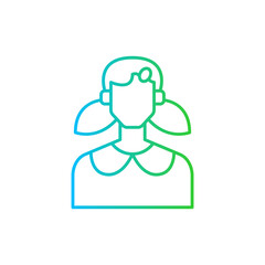 Girl diversity people icon with blue and green gradient outline style. girl, beautiful, woman, young, female, happy, portrait. Vector Illustration
