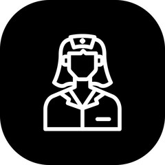 Nurse diversity people icon with black filled line outline style. nurse, medical, doctor, hospital, health, care, uniform. Vector Illustration