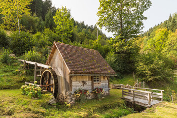 Historic water mill in the Southern Black Forest, Hornberg, Ortenau, Black Forest,...