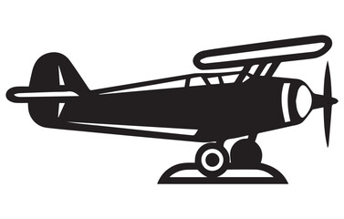 Vector retro biplane silhouettes set.vector illustrated propeller powered aircraft
