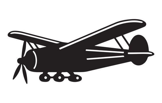 black biplane silhouette clip art preview