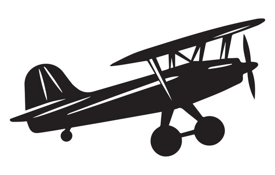 black biplane silhouette clip art preview