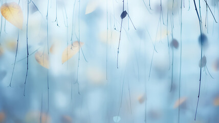 background wet autumn window with raindrops on the glass transparent autumn view copy space