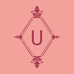 letter U classic beauty vintage initial vector logo frame