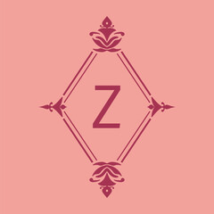 letter Z classic beauty vintage initial vector logo frame