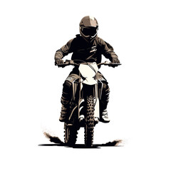 black silhouette of Motocross motorcyclist in action