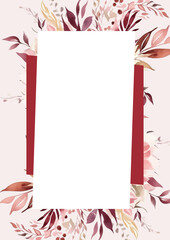Pink and red modern background invitation template with floral and flower