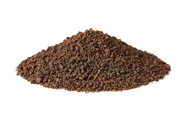 indian tea masala assam powder isolated on white background. pile of indian tea masala assam powder isolated. heap of indian tea masala assam powder isolated