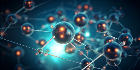 abstract background using interconnected molecules in bright blue