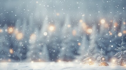 Fototapeta na wymiar Christmas winter landscape with snow and trees