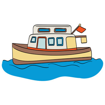 recommend clip art: Fishing boat cartoon illustration