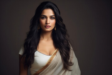 Fototapeta premium Young and beautiful indian woman in saree.