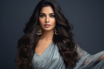 Fototapeta premium Young and beautiful indian woman in saree.