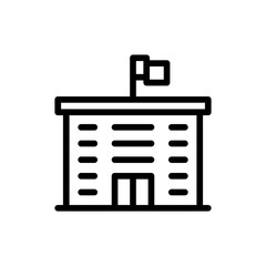 School real estate icon with black outline style. education, school, student, back, study, concept, book. Vector Illustration