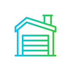 Garage real estate icon with blue and green gradient outline style. garage, modern, interior, home, floor, wall, room. Vector Illustration