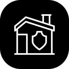 Home security real estate icon with black filled line outline style. security, home, system, technology, house, control, digital. Vector Illustration
