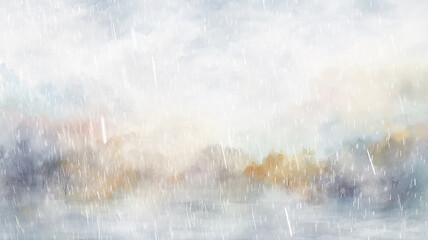 autumn background, watercolor image autumn rain, blank copy space light raindrops in motion blurred