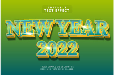 Fototapeta premium New year 2022 editable text effect 3 dimension emboss luxury style