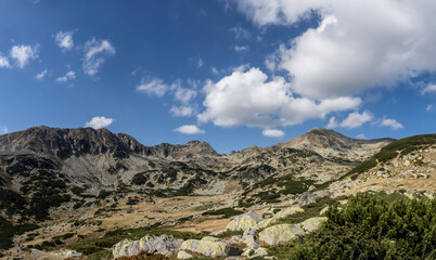 Obraz premium Mountain landscape in National Park Retezat, Romania. Panoramic view.