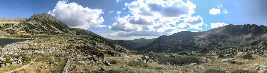 Fototapeta na wymiar Mountain landscape in National Park Retezat, Romania. Panoramic view.
