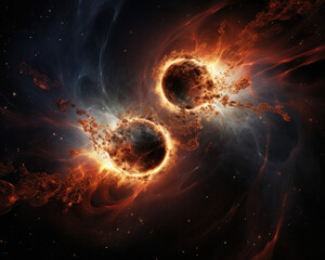 Awe-Inspiring Illustration of a Double Black Hole Collision