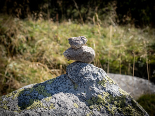 Stacked zen stones in the Retezat National Park area