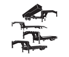 Big Tex Trailers , Flatbed trailer svg, Flatbed Gooseneck Trailer SVG File, trailer park svg, Flatbed Gooseneck Trailer Silhouette