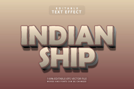 Indian ship editable text effect 3 dimension emboss modern style