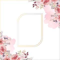 Pink modern background invitation template with floral and flower