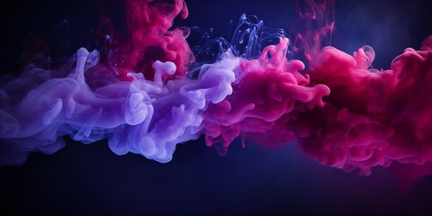 Cloudy smoke closeup, evaporates from bottle neck, blue purple and pink colors Generative AI - obrazy, fototapety, plakaty