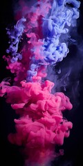 Cloudy smoke closeup, evaporates from bottle neck, blue purple and pink colors Generative AI