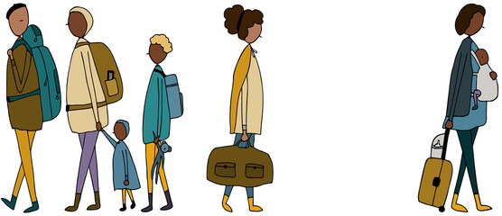 People traveling, passengers.