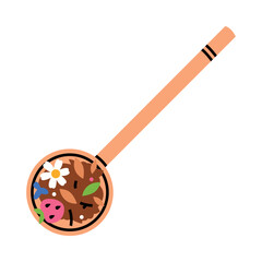 Wooden Spoon with Dried Tea Leaves Vector Illustration