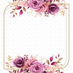 Pink and purple violet wreath background invitation template with flora and flower