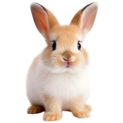 A brown and white rabbit on a transparent background 
