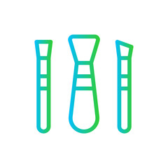 Brushes skincare and beauty care icon with blue and green gradient outline style. beauty, brush, fashion, makeup, powder, professional, cosmetic,. Vector Illustration