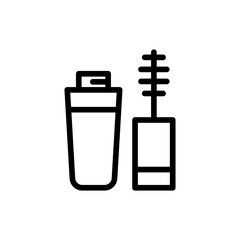 Maskara skincare and beauty care icon with black outline style. fashion, beauty, eye, makeup, mascara, female, brush. Vector Illustration