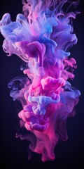 Cloudy smoke closeup, evaporates from bottle neck, blue purple and pink colors Generative AI