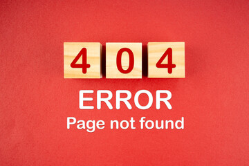 Wooden cubes with 404 error page not found.