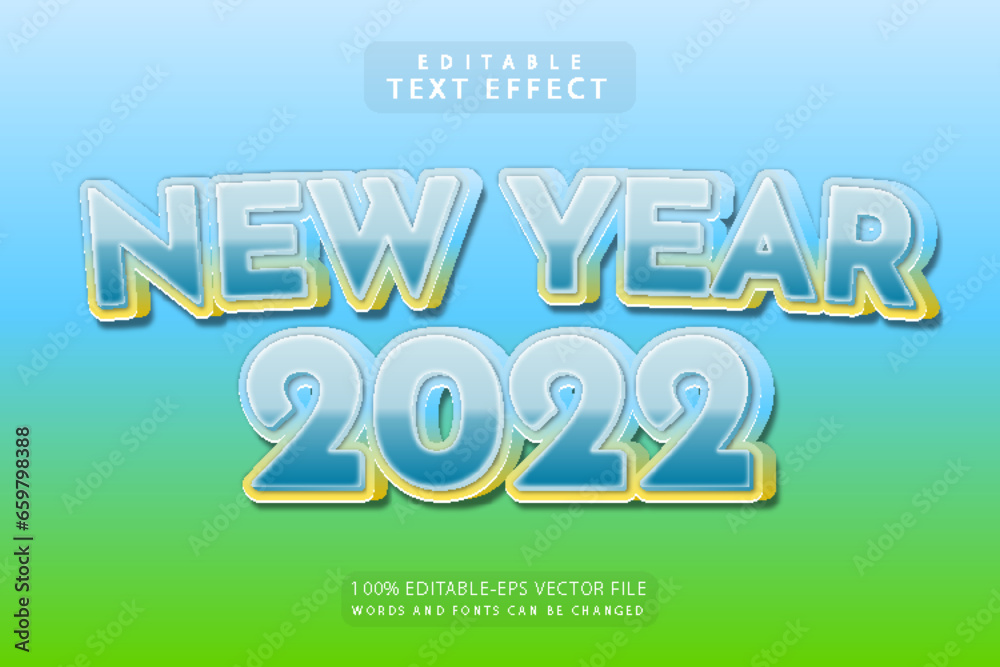 Wall mural New year 2022 editable text effect 3 dimension emboss retro style