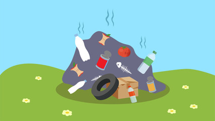 Obraz na płótnie Canvas Flat design vector illustration concept of pollution, garbage, environment, ecology.