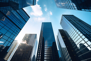 Fototapeta na wymiar Modern office buildings in the financial district. Skyscrapers in the sky