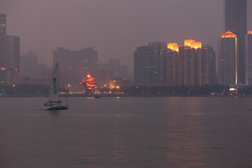 Naklejka premium country skyline at night,青島