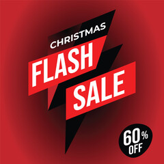 Christmas Flash Sale banner. Vector illustration. Isolated on red gradient background. For Christian eCommerce.