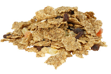 Muesli with dried fruits. Muesli with raisins. Healthy breakfast.