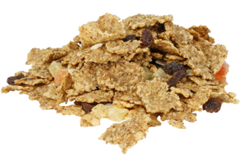 Muesli with dried fruits. Muesli with raisins. Healthy breakfast.