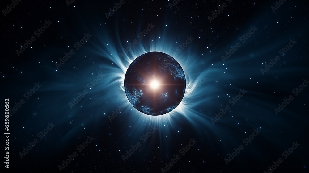 Poster singularity black hole in space cosmic fictional graphics, an object in deep space